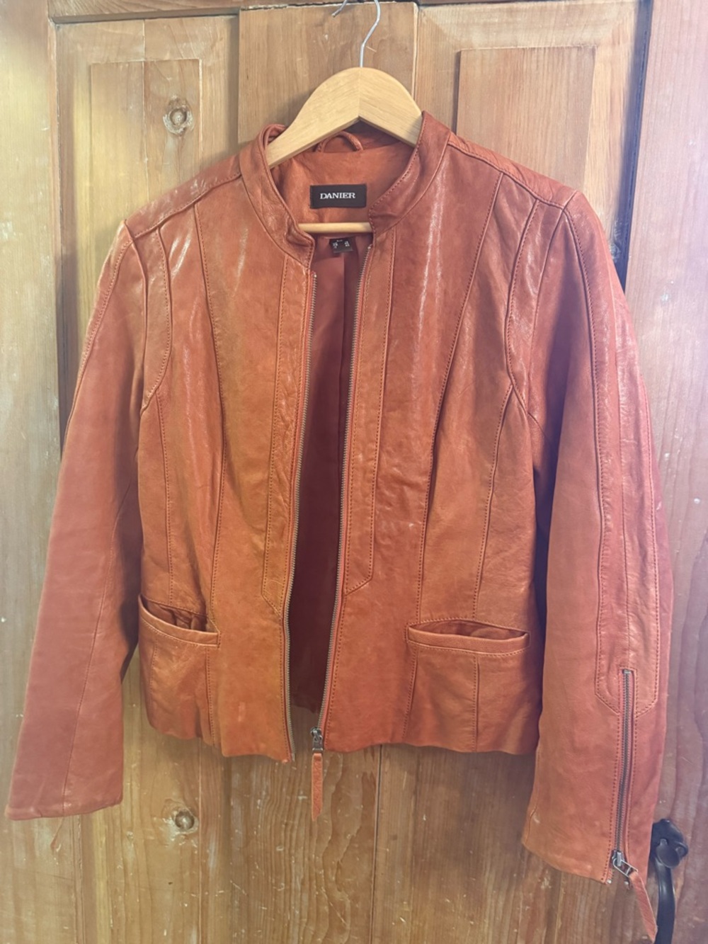 Danier Women's Burnt Orange Leather Zip Jacket